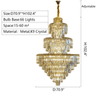 3 Layers Extra Large Living Room Chandelier Luxury Foyer Entryway Crystal Light Fixture - D70.9"*H102.4"/ 66 LightsBlushlighting
