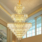 3 Layers Extra Large Living Room Chandelier Luxury Foyer Entryway Crystal Light Fixture - D39.4"*H59.1"/ 30 Lights/74.9kgBlushlighting