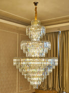 3 Layers Extra Large Living Room Chandelier Luxury Foyer Entryway Crystal Light Fixture - D39.4"*H59.1"/ 30 Lights/74.9kgBlushlighting