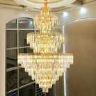 3 Layers Extra Large Living Room Chandelier Luxury Foyer Entryway Crystal Light Fixture - D39.4"*H59.1"/ 30 Lights/74.9kgBlushlighting
