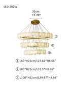 3 - tiered stairwell chandeliers | irregular alabaster plate in disk ceiling with long cord - D23.6" + D31.5" + D39.4"White + BrassBlushlighting