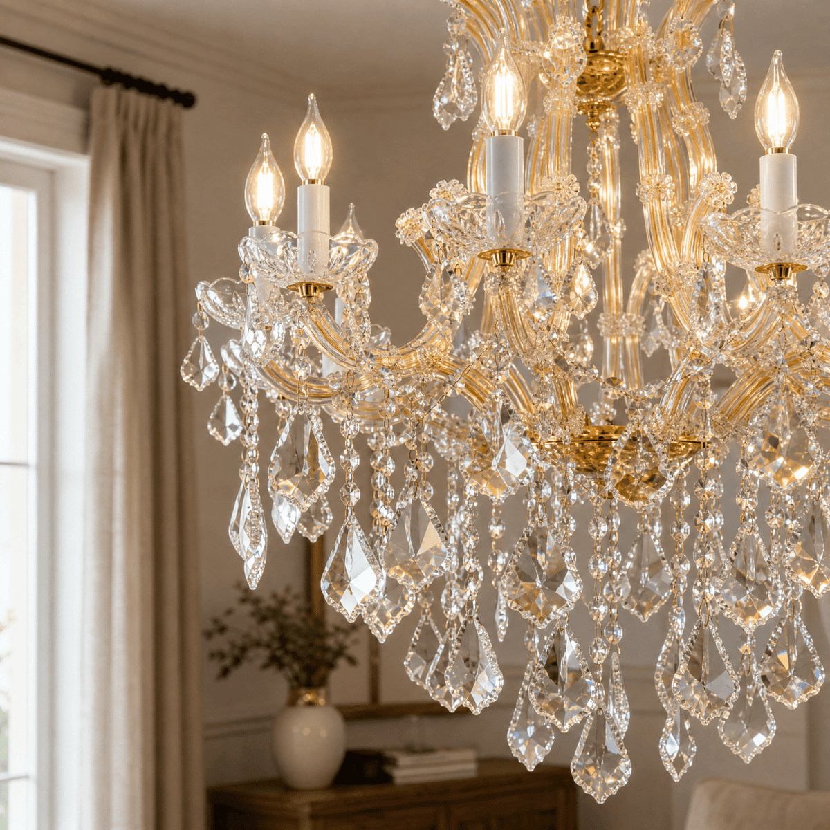 30" 10-Light Maria Theresa Crystal Chandelier - Gold - Blushlighting