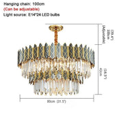 Blushlighting® Gold/Black Crystal Modern LED Chandelier For Living Room, Dining Room