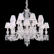 Large Light Luxury Classic Tiered Crystal Candle shaded Chandelier for High-ceiling Rooms/Living Room