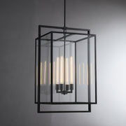 Caspian Modern Cuboid Pendant 34", Pendant Light Over Kitchen Island