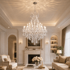35.4" 24-Light Maria Theresa Crystal Chandelier - Silver - Blushlighting
