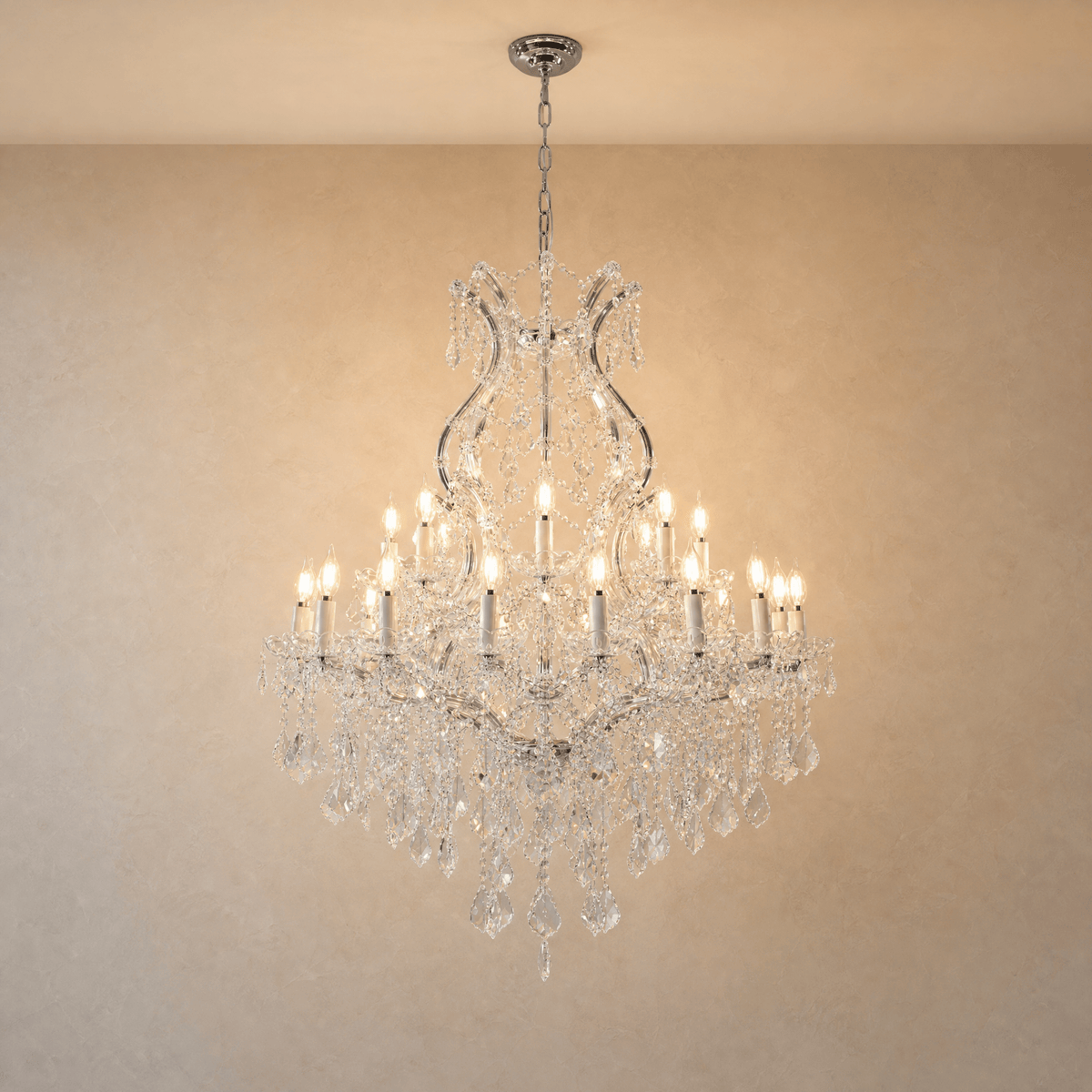 35.4" 24-Light Maria Theresa Crystal Chandelier - Silver - Blushlighting