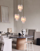 3/5/7-light Tired Alabaster marble Cluster Chandelier 13" with adjustable chain-Luxury Modern Chandelier-Blushlighting-Blushlighting