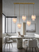 3/5/7-light Tired Alabaster marble Cluster Chandelier 13" with adjustable chain-Luxury Modern Chandelier-Blushlighting-Blushlighting