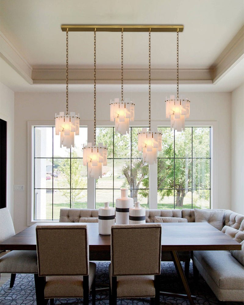 3/5/7-light Tired Alabaster marble Cluster Chandelier 13" with adjustable chain-Luxury Modern Chandelier-Blushlighting-Blushlighting