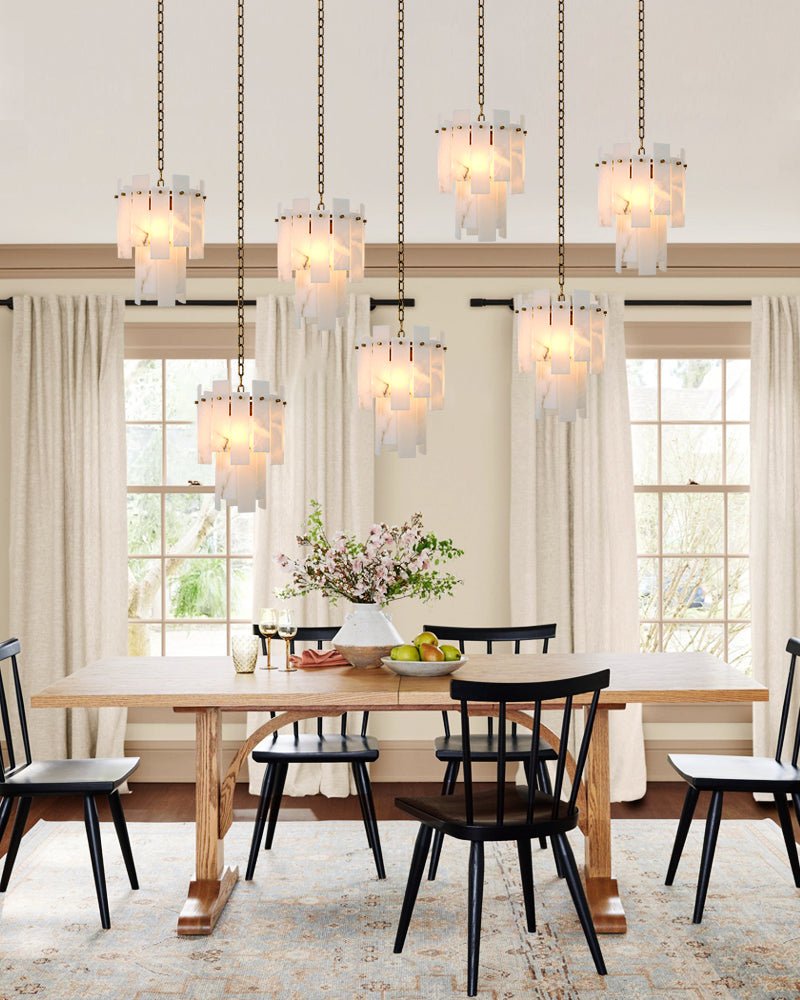 3/5/7-light Tired Alabaster marble Cluster Chandelier 13" with adjustable chain-Luxury Modern Chandelier-Blushlighting-Blushlighting