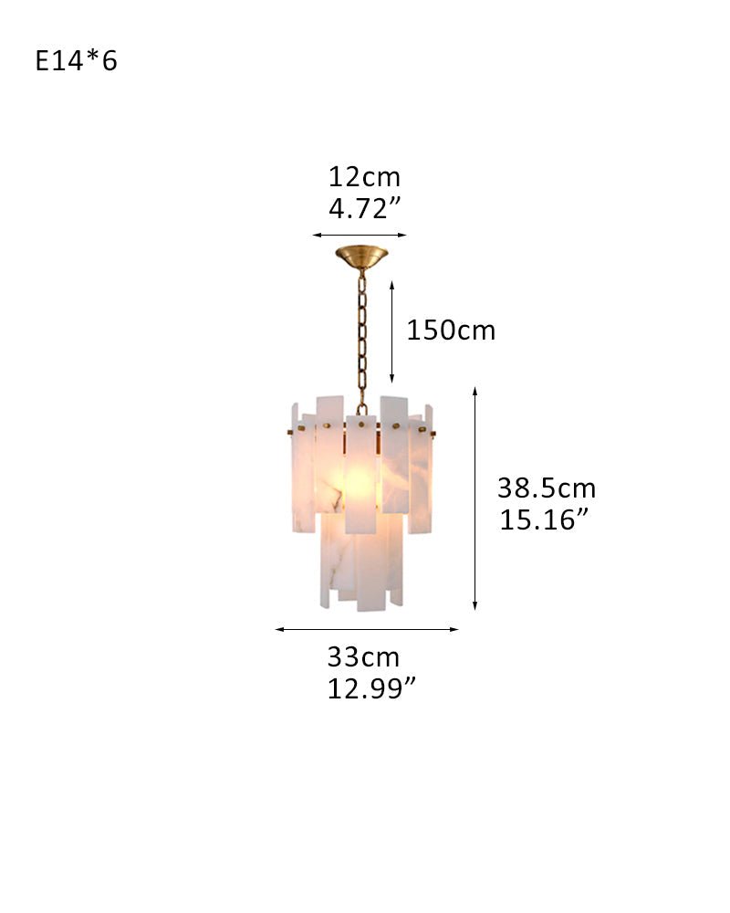 3/5/7-light Tired Alabaster marble Cluster Chandelier 13" with adjustable chain-Luxury Modern Chandelier-Blushlighting-1-light-D33*H38.5CM/D12.99“*H15.16"-Brass-Blushlighting
