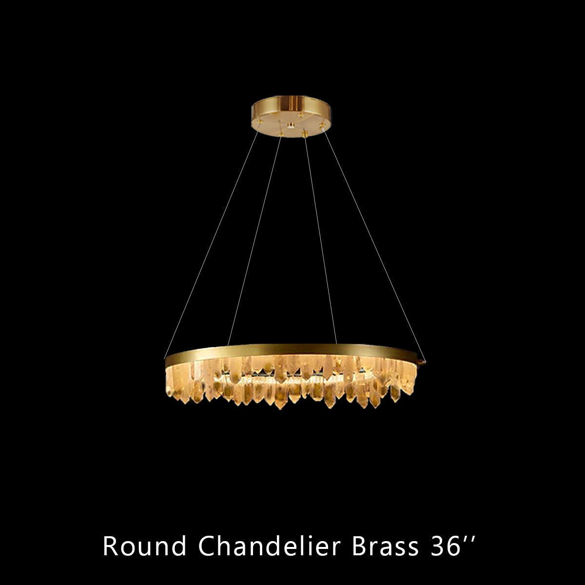 36 Inch Round Modern Chandelier Brass & Clear Geode Quartz Crystal Hanging Light - Single Ring D36''BrassBlushlighting