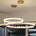 36 Inch Round Modern Chandelier Brass & Clear Geode Quartz Crystal Hanging Light - Single Ring D36''BrassBlushlighting