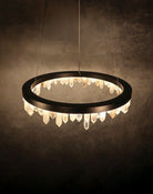 36 Inch Round Modern Chandelier Brass & Clear Geode Quartz Crystal Hanging Light - Single Ring D36''BronzeBlushlighting