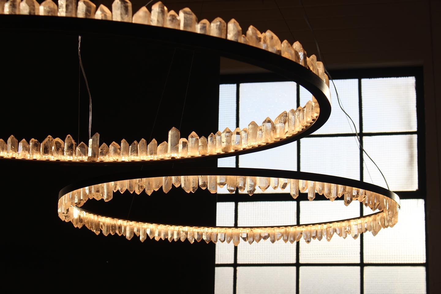 36 Inch Round Modern Chandelier Brass & Clear Geode Quartz Crystal Hanging Light - Single Ring D36''BronzeBlushlighting