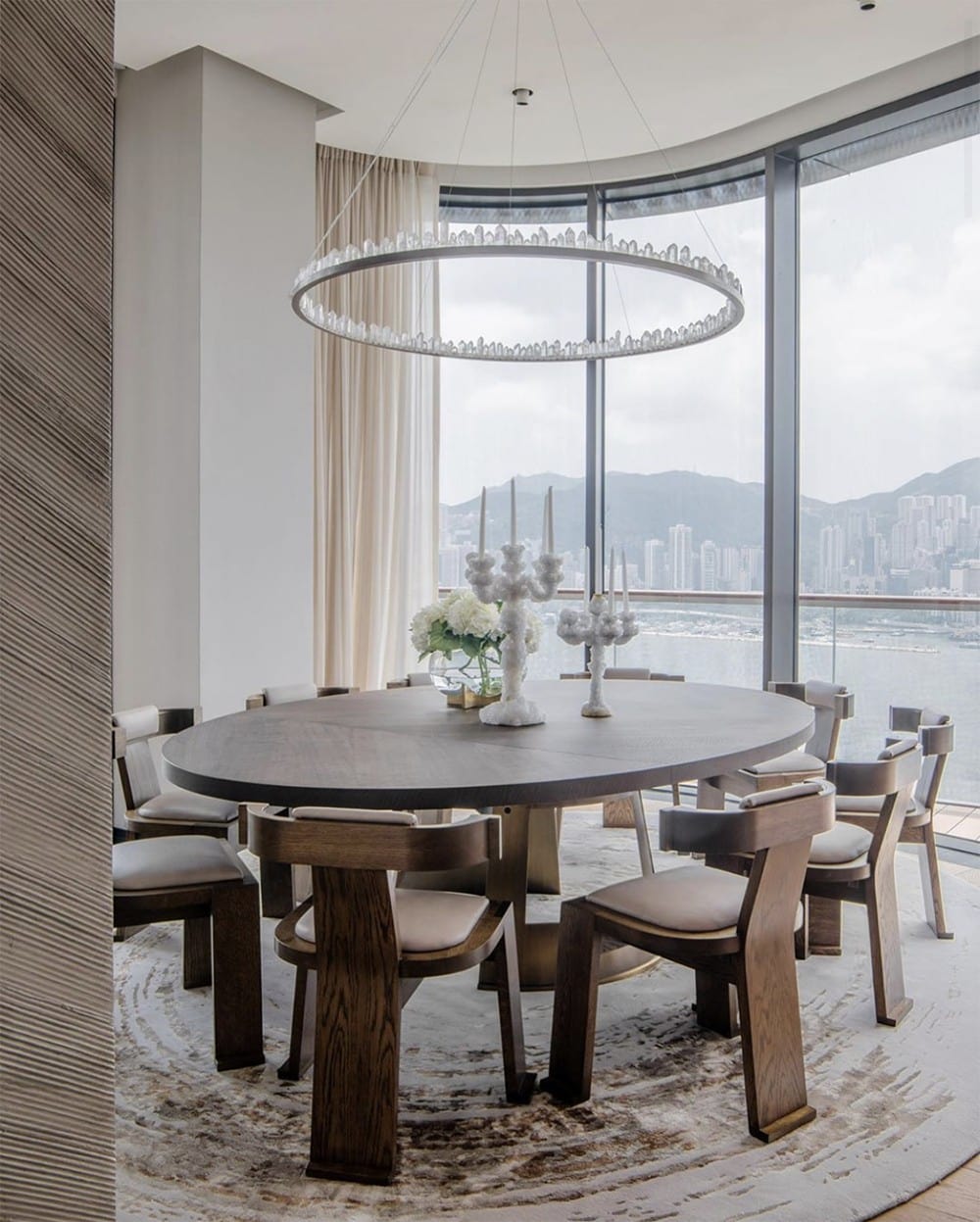 36 Inch Round Modern Chandelier Brass & Clear Geode Quartz Crystal Hanging Light - Single Ring D47''BrassBlushlighting