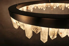 36 Inch Round Modern Chandelier Brass & Clear Geode Quartz Crystal Hanging Light - Single Ring D36''BronzeBlushlighting