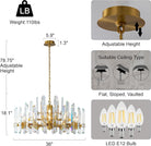 36" Luxury Gold Crystal 16 - Light Round Adjustable Chandelier - GoldRound - D24"Blushlighting
