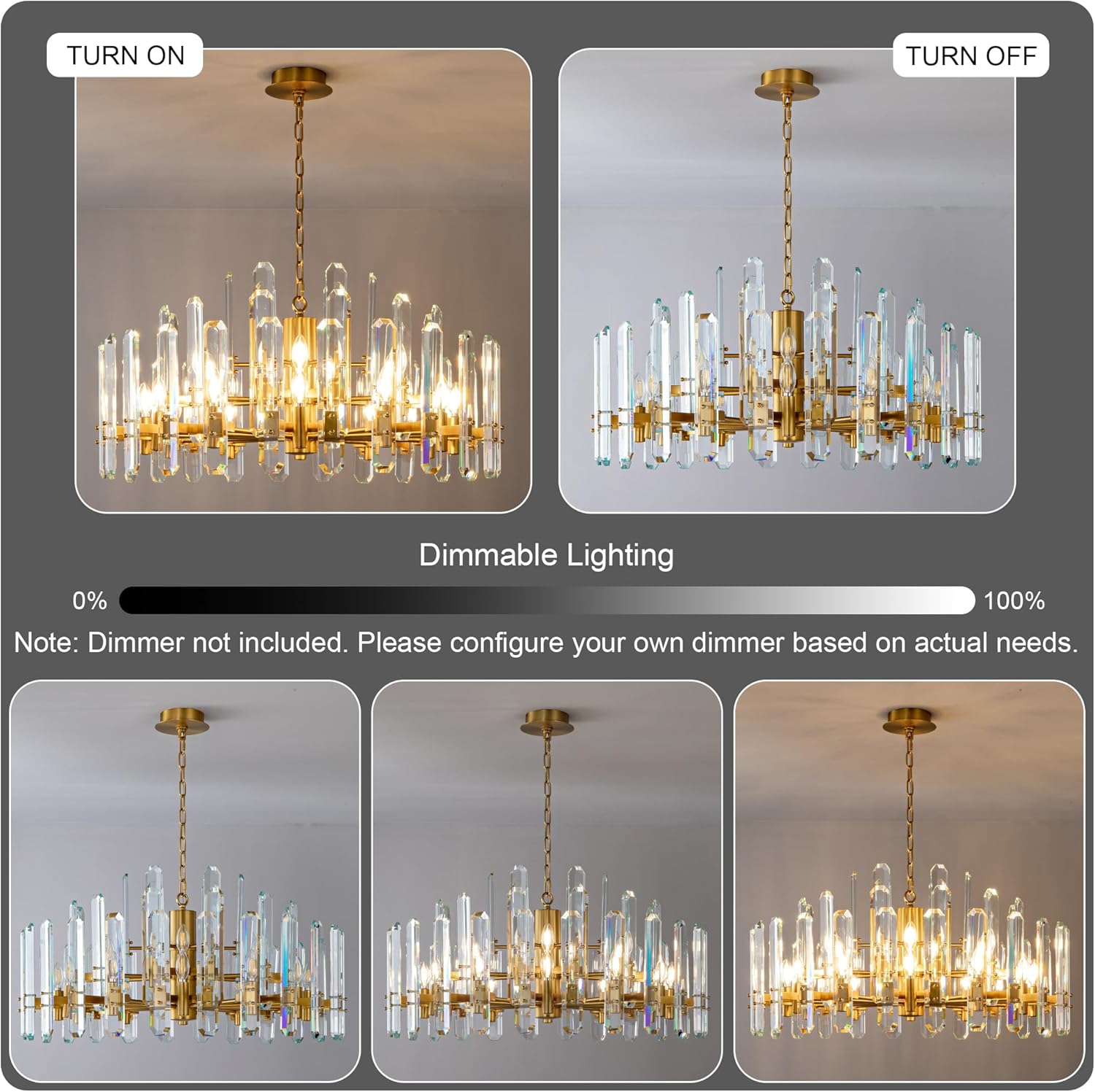 36" Luxury Gold Crystal 16 - Light Round Adjustable Chandelier - GoldRound - D24"Blushlighting