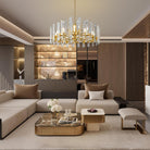 36" Luxury Gold Crystal 16 - Light Round Adjustable Chandelier - GoldRound - D24"Blushlighting