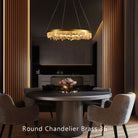 36 Inch Round Modern Chandelier Brass & Clear Geode Quartz Crystal Hanging Light