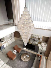 Oversized Modern Elegant Crystal Chandelier Stunning Silver Home Living Room/ Big Hallway/ Foyer Light Fixture