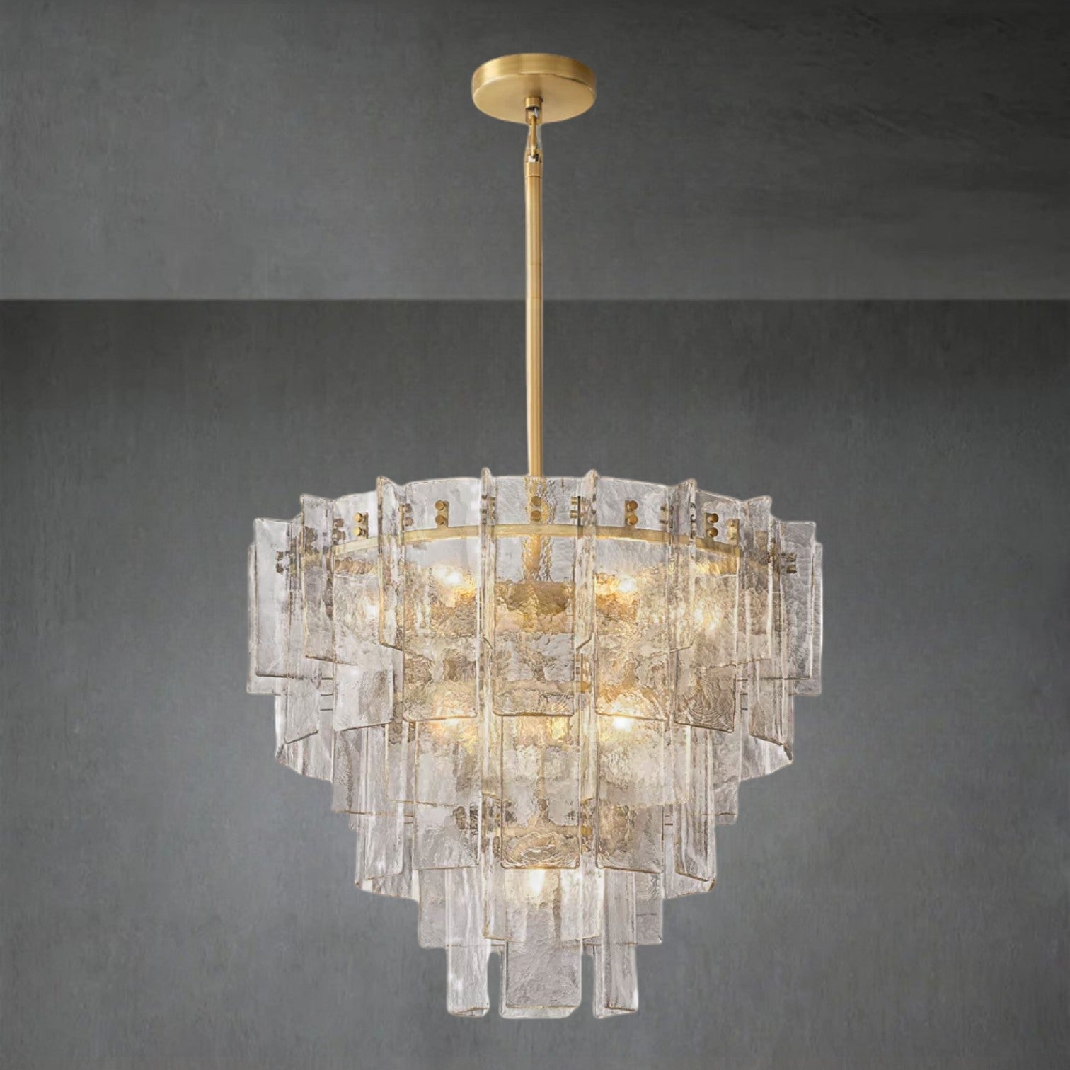 Lattace Clear Glass Tiered Round Chandelier 36"