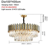 Blushlighting® Gold/Black Crystal Modern LED Chandelier For Living Room, Dining Room