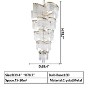 Oversized Modern Designer Creative Multi-tiered Luxury Spiral Crystal Chandelier  For High-ceiling Foyer/Entryway/Hallway