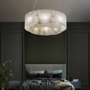 Blus Lighting Kimberley Handcrafted Alabaster Round Chandelier, Living Room Chandelier Fixtures