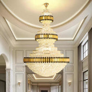 Oversized Gold Multi-layers Luxury Crystal Chandelier for Villa/ Hallway/ Hotel Lobby/ Living Room/ Entryway/ Foyer