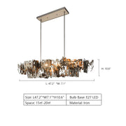 L47.2"*W7.1"*H10.6"  extra large, oversized, art, irregular, iron, post modern, pendant, chandelier, for large space, long dining table, big living room, bar, kitchen island