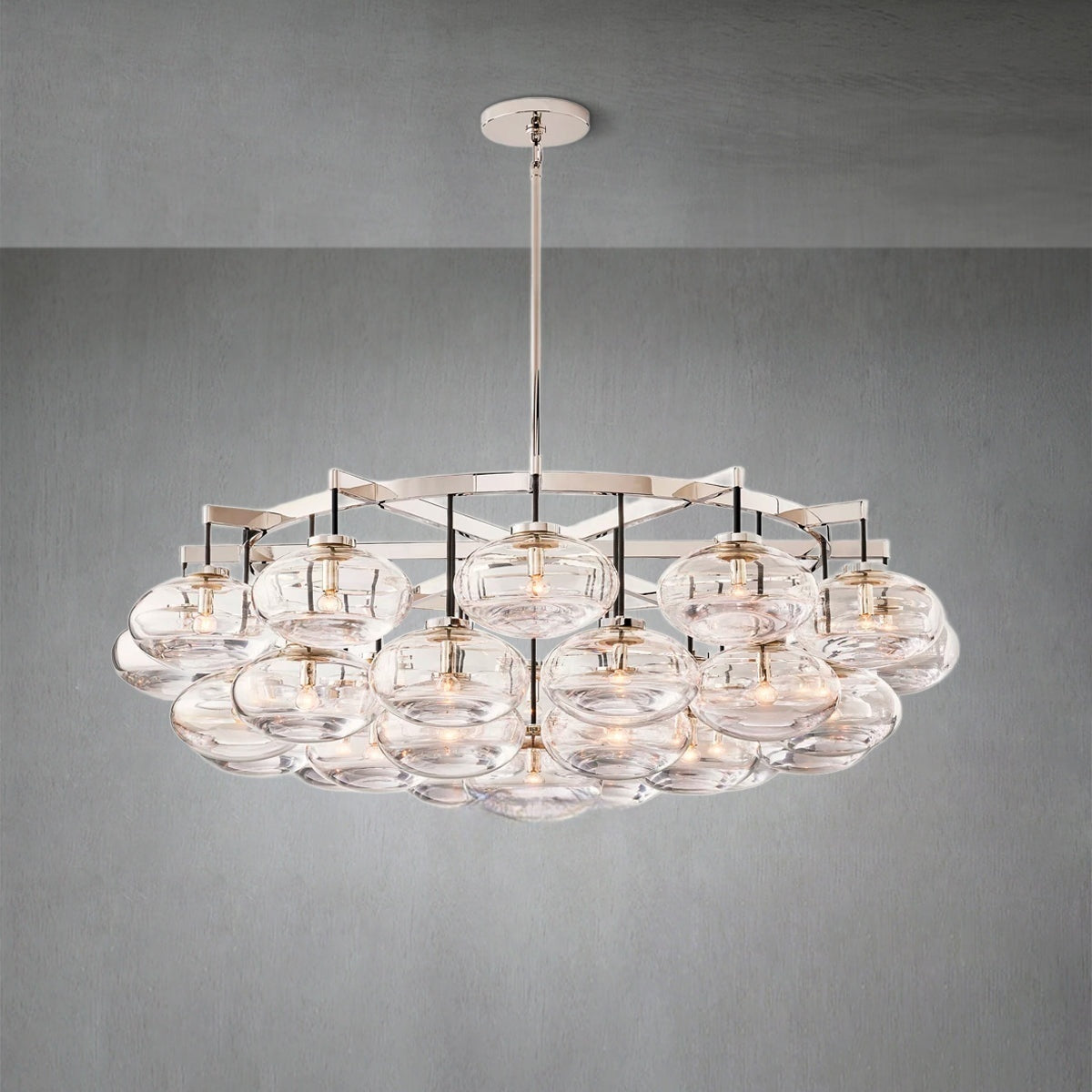 Cabrlet Clear Glass Round Chandelier 60"