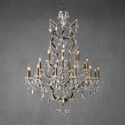 19th C. Romoco Iron & Crystal Round Chandelier 40"