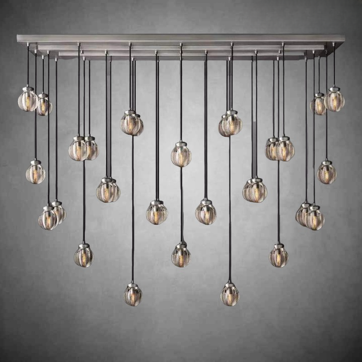 Pearls Spherical Modern Rectangular Chandelier 72”