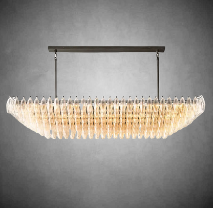Chiaravalle Glass Tired Rectangular Chandelier 54"74''