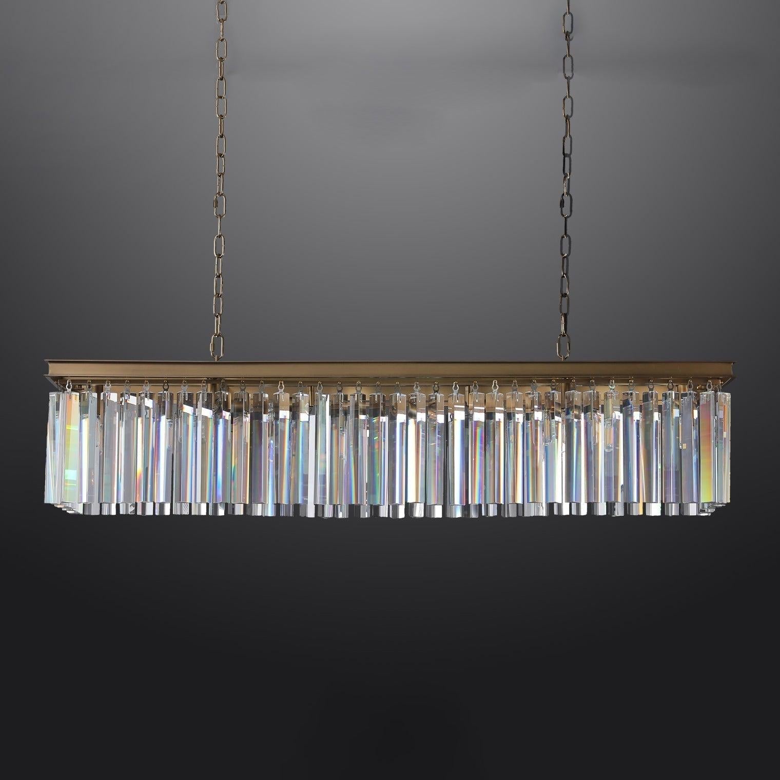RhysBU Rectangular Crystal Chandelier 49"
