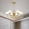 Blus Lighting Modern Luxury Alabaster Chandelier, Pendant Brass Chandelier