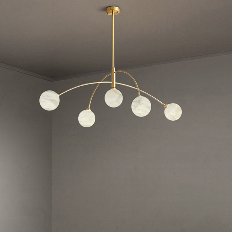 Nordic Postmodern Alabaster Arc Chandelier chandeliers for dining room,chandeliers for stairways,chandeliers for foyer,chandeliers for bedrooms,chandeliers for kitchen,chandeliers for living room KevinstudiBUives Brass  