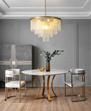 Blushlighting® Gold modern frosted glass chandelier for dining room, living room, bedroom Dia19.7*H13.8" / Warm Light 3000K