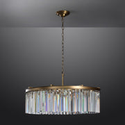 Clavel Crystal Round Chandelier Brass 32"/43", Home Decor Light Fixtures