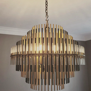 Galatea Industrial Metal Tube Chandelier For Living Room, Dining Room Overall: 42" diam