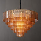 41" Extra Large 18 - Light Amber Glass Black Round Chandelier - Gold Round D41"Blushlighting