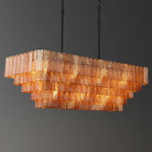 41" Extra Large 18 - Light Amber Glass Black Round Chandelier - Gold Round D41"Blushlighting