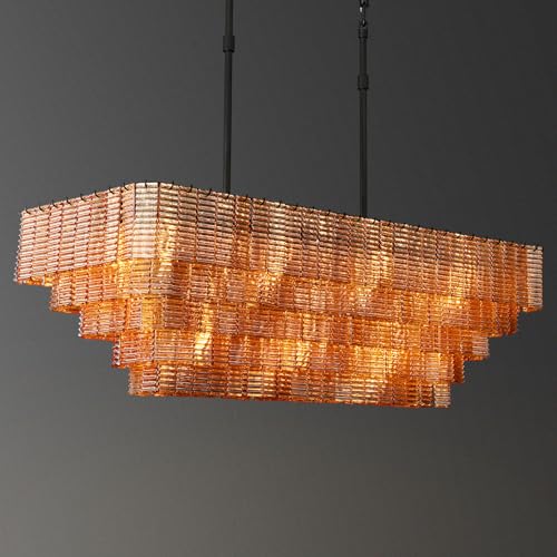 41" Extra Large 18 - Light Amber Glass Black Round Chandelier - Gold Round D41"Blushlighting