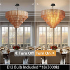 41" Extra Large 18 - Light Amber Glass Black Round Chandelier - Gold Round D41"Blushlighting