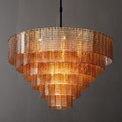 41" Extra Large 18 - Light Amber Glass Black Round Chandelier - Gold Round D41"Blushlighting