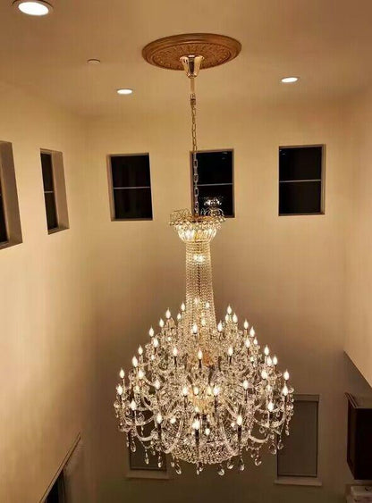 Extra Large European-style Multi-layers Candle Luxury Crystal Chandelier GBUd Art Foyer/Staircase Decorative Light Fixture
