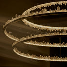 36 Inch Round Modern Chandelier Brass & Clear Geode Quartz Crystal Hanging Light